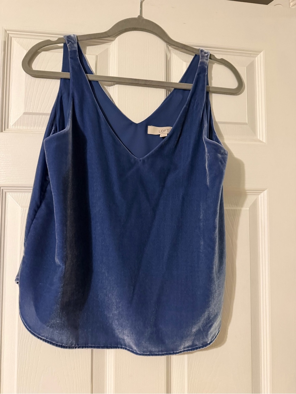 LOFT Deep Blue Velvet Slip Dress